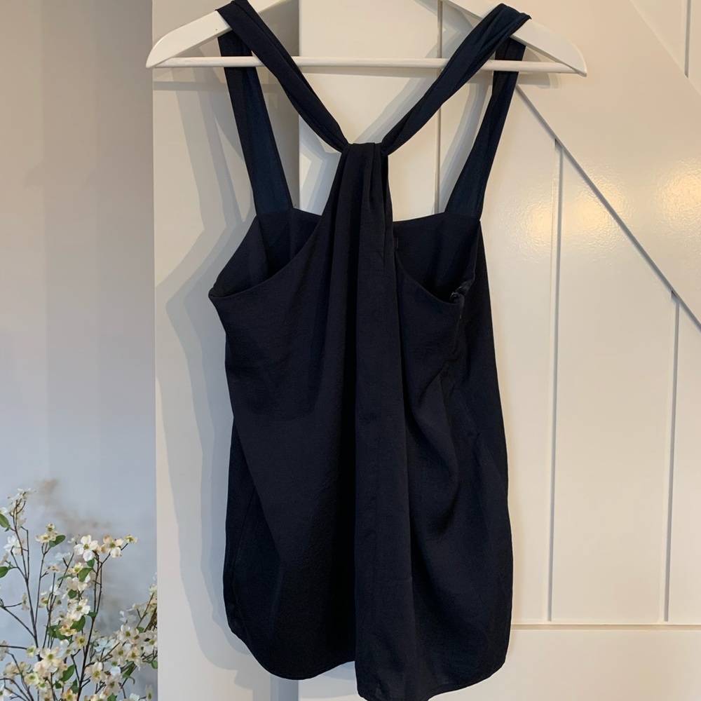 Navy Silk Top